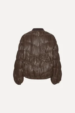 Pleated Bomber Jacket Dark Brown