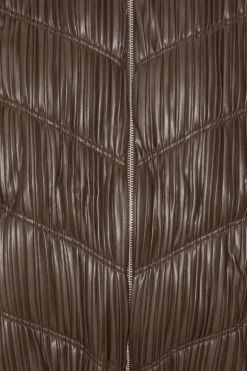 Pleated Bomber Jacket Dark Brown