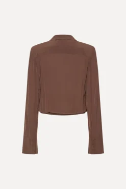 Pleated Ls Top Brown