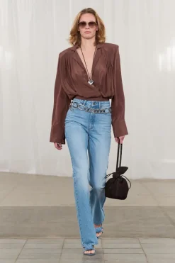 Pleated Ls Top Brown