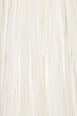 Pleated Midi Strap Dress White