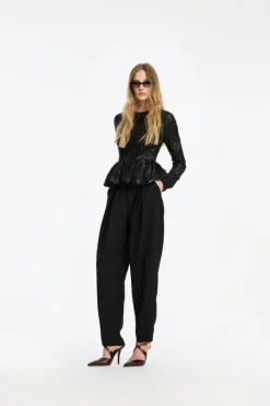 Pleated Tailored Pants Black