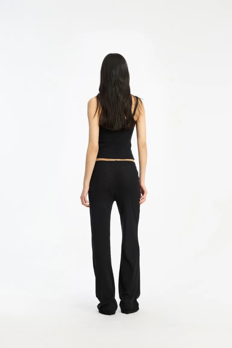Pointelle Fitted Top Black