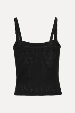 Pointelle Fitted Top Black