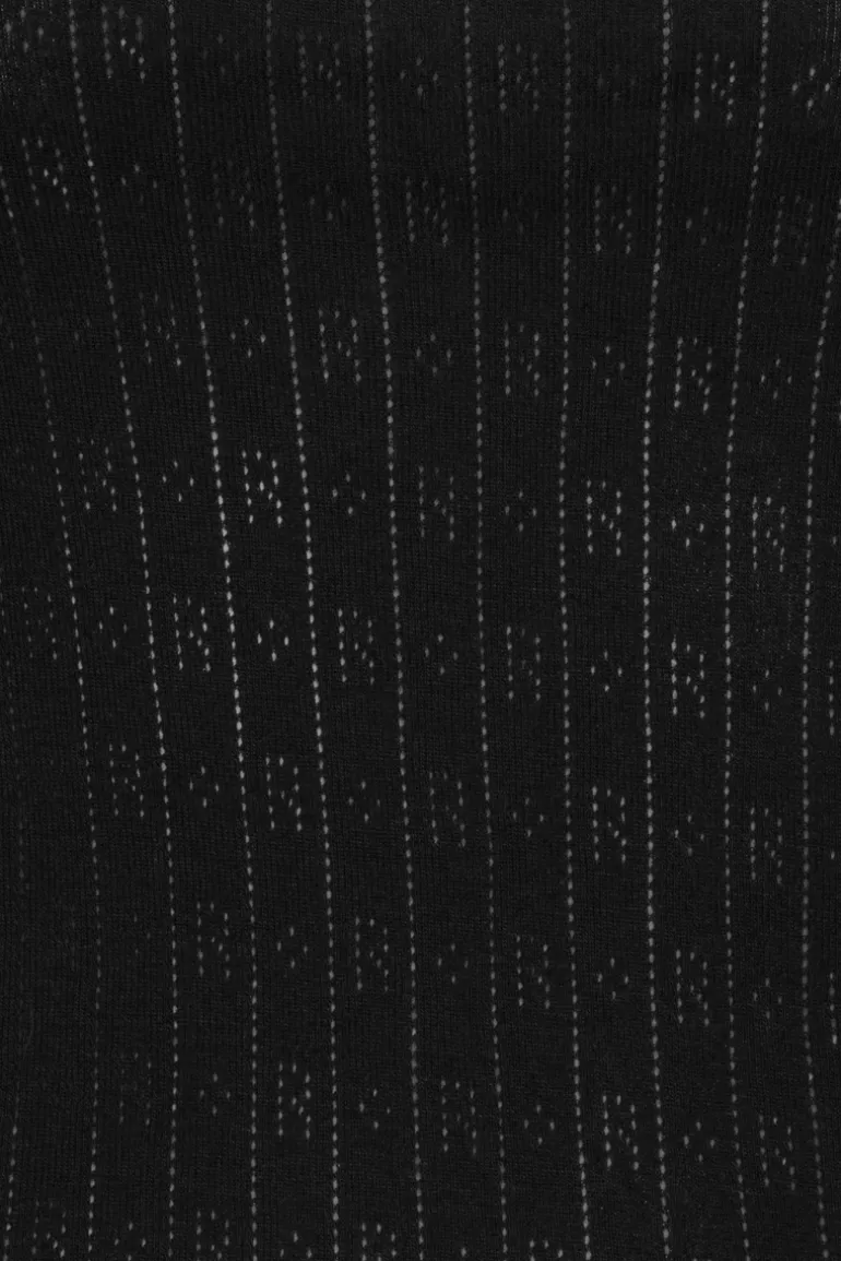Pointelle Fitted Top Black