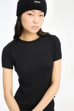 Pointelle Fitted T-shirt Black