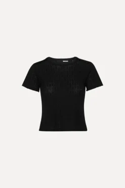 Pointelle Fitted T-shirt Black