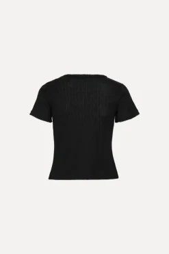 Pointelle Fitted T-shirt Black