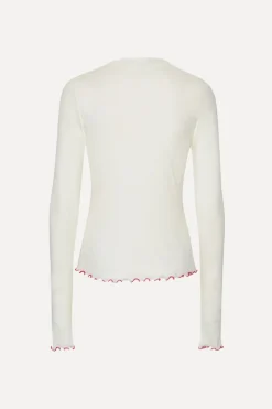 POINTELLE LONGSLEEVE TOP WHITE