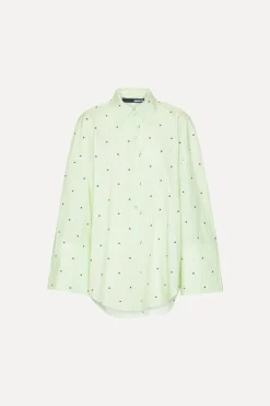 Poplin Oversized Shirt Striped Green