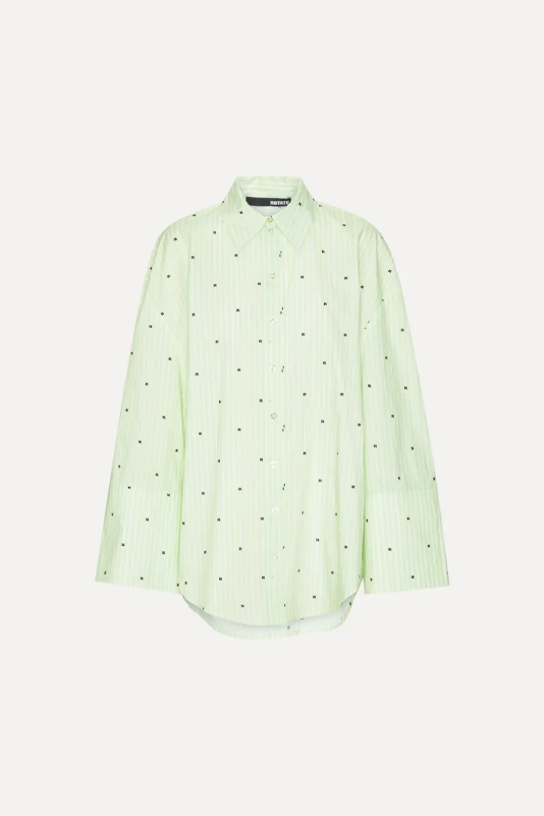 Poplin Oversized Shirt Striped Green