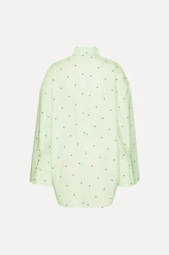 Poplin Oversized Shirt Striped Green