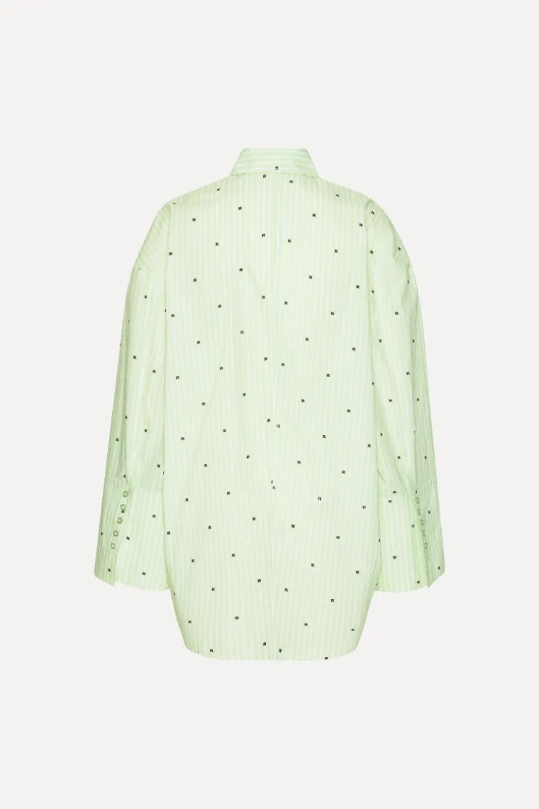 Poplin Oversized Shirt Striped Green
