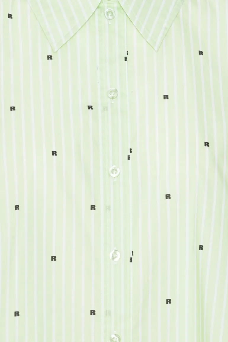Poplin Oversized Shirt Striped Green