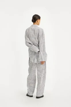 Poplin Oversized Shirt Striped Black