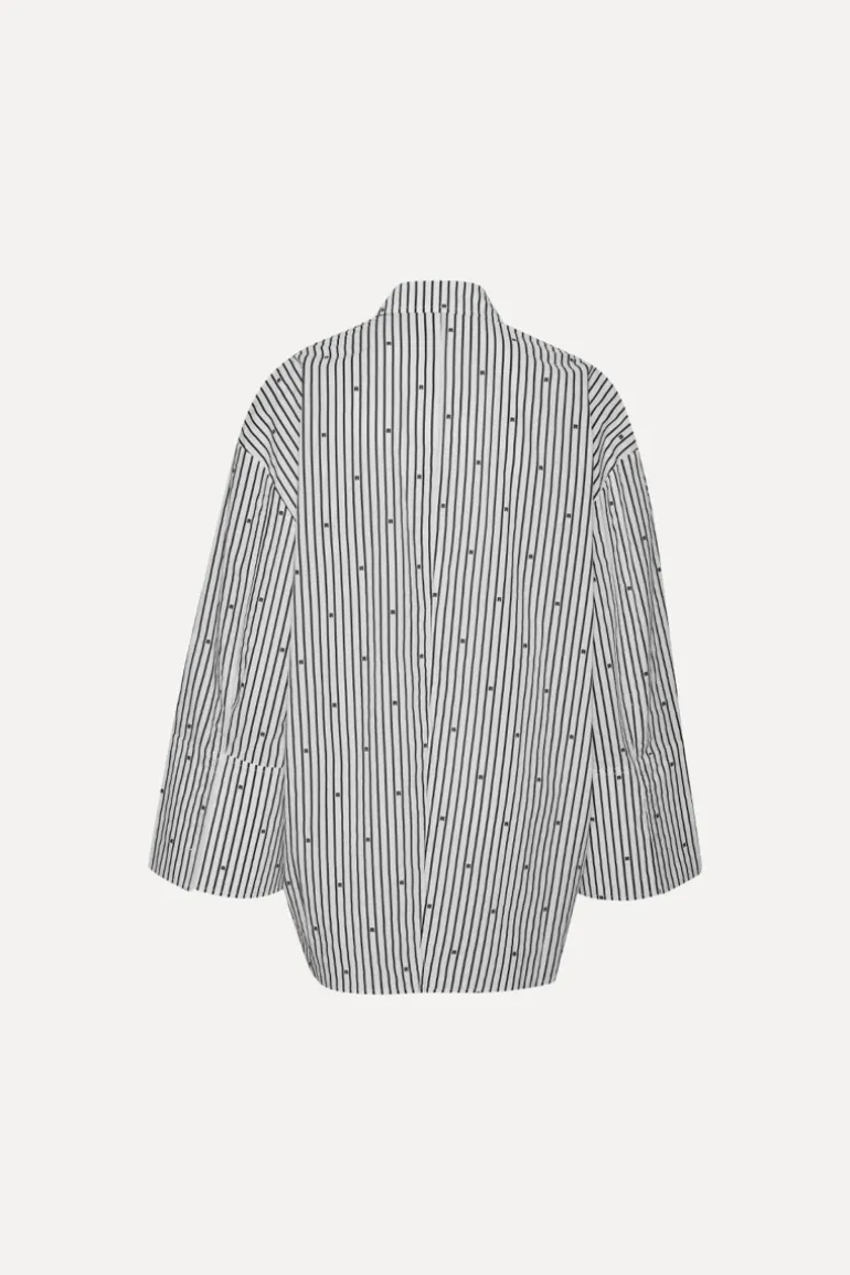 Poplin Oversized Shirt Striped Black