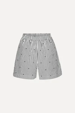 Poplin Shorts Striped Black