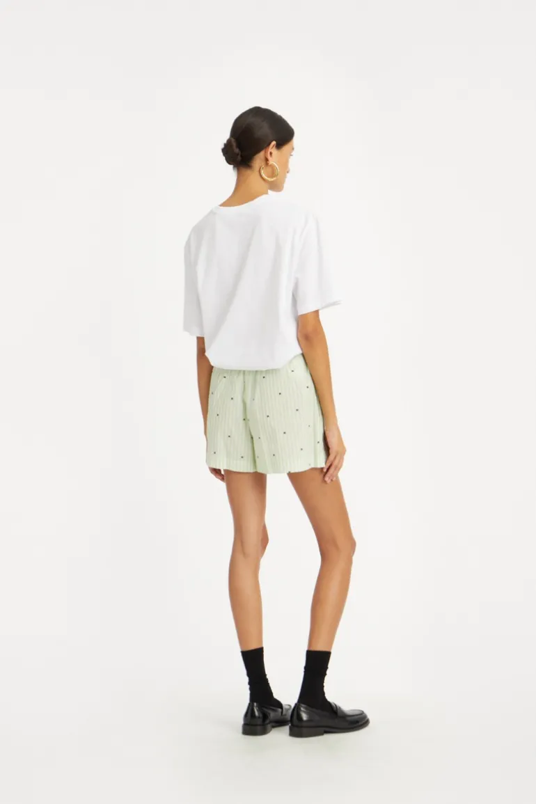 Poplin Shorts Striped Green
