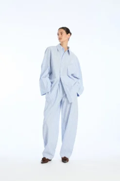 Poplin Tapered Pants Blue