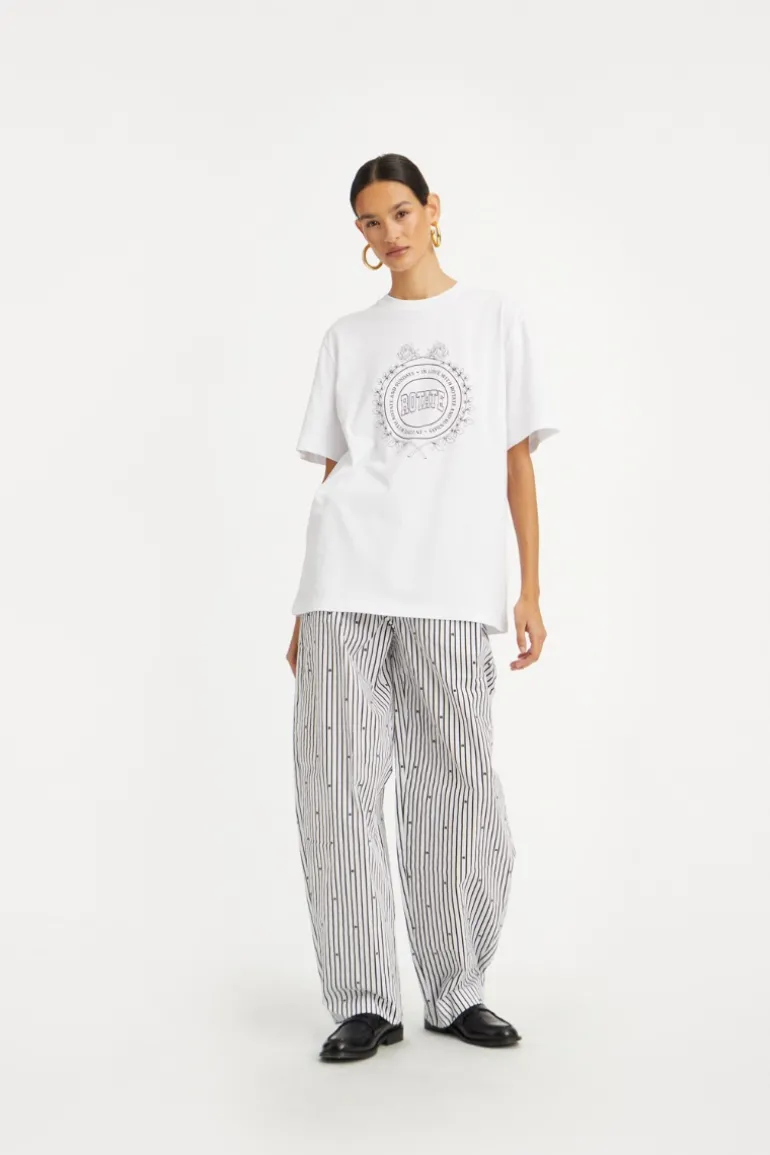 Poplin Tapered Pants Striped Black
