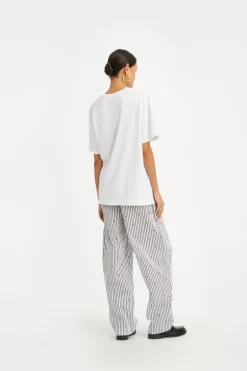 Poplin Tapered Pants Striped Black