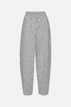 Poplin Tapered Pants Striped Black
