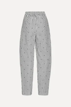 Poplin Tapered Pants Striped Black