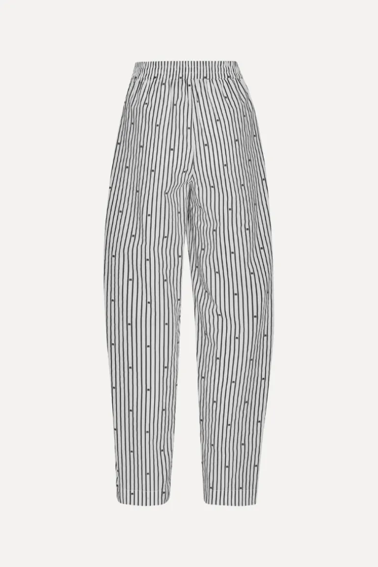 Poplin Tapered Pants Striped Black