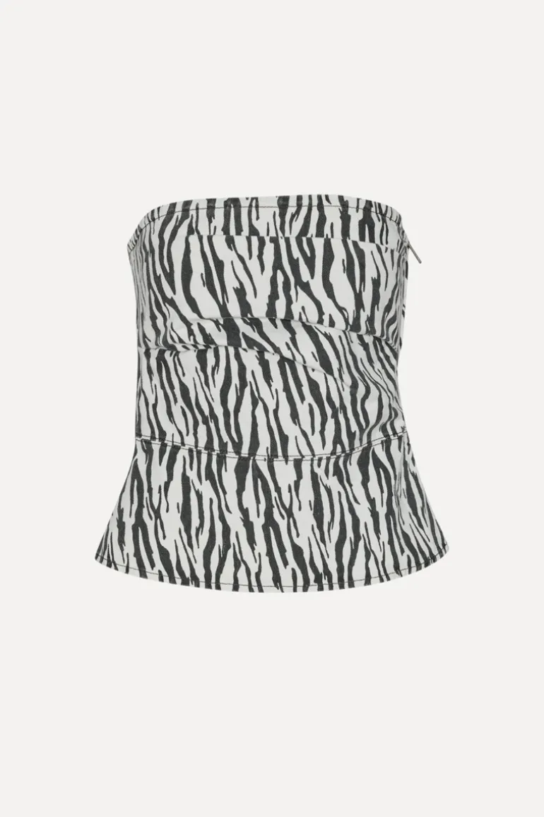Printed Denim Top Black Print