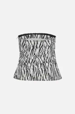 Printed Denim Top Black Print