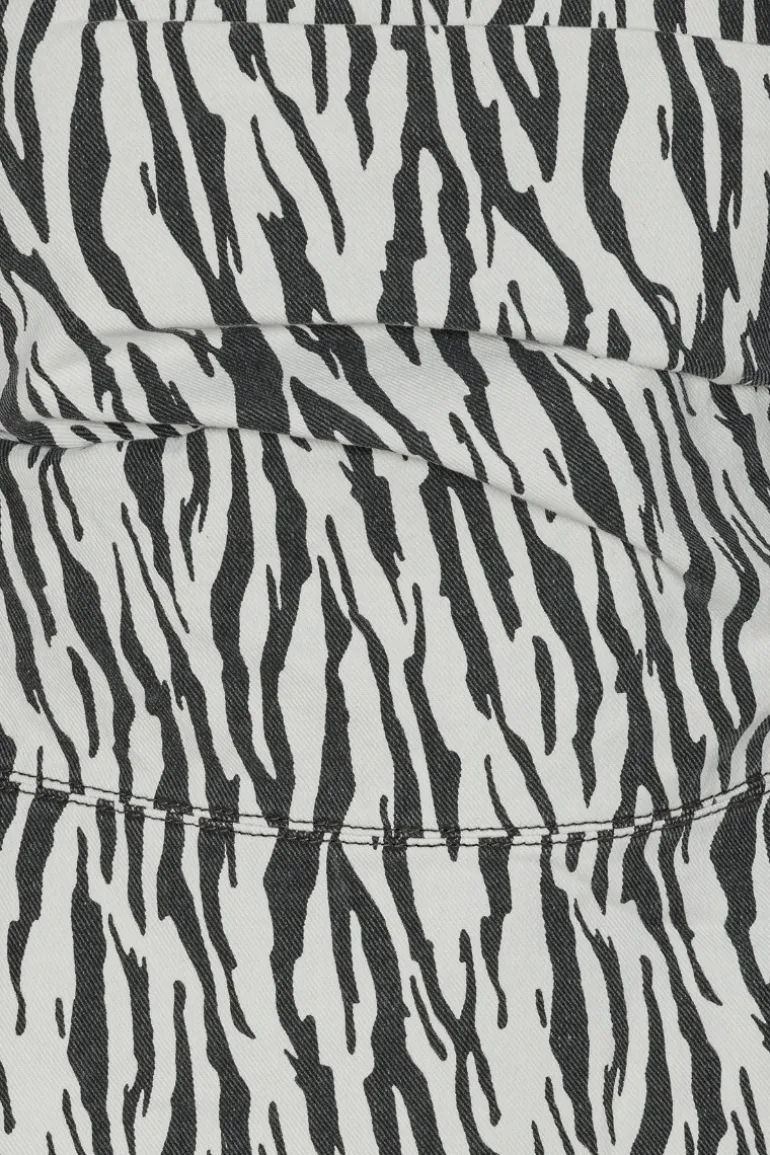 Printed Denim Top Black Print