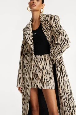 Printed Faux Fur Skirt Black Print