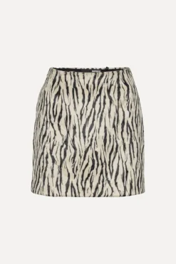Printed Faux Fur Skirt Black Print