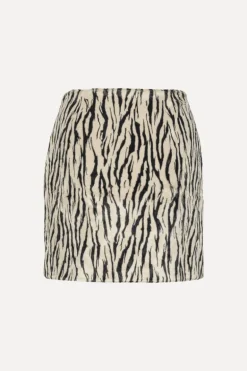 Printed Faux Fur Skirt Black Print