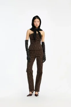 Printed Straight Jeans Brown