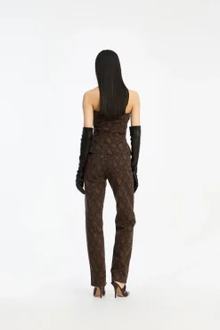 Printed Straight Jeans Brown