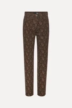 Printed Straight Jeans Brown