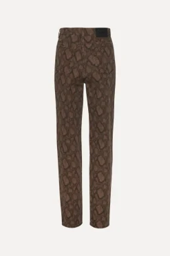 Printed Straight Jeans Brown