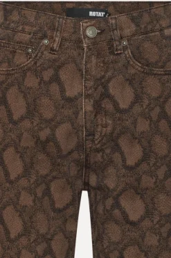 Printed Straight Jeans Brown
