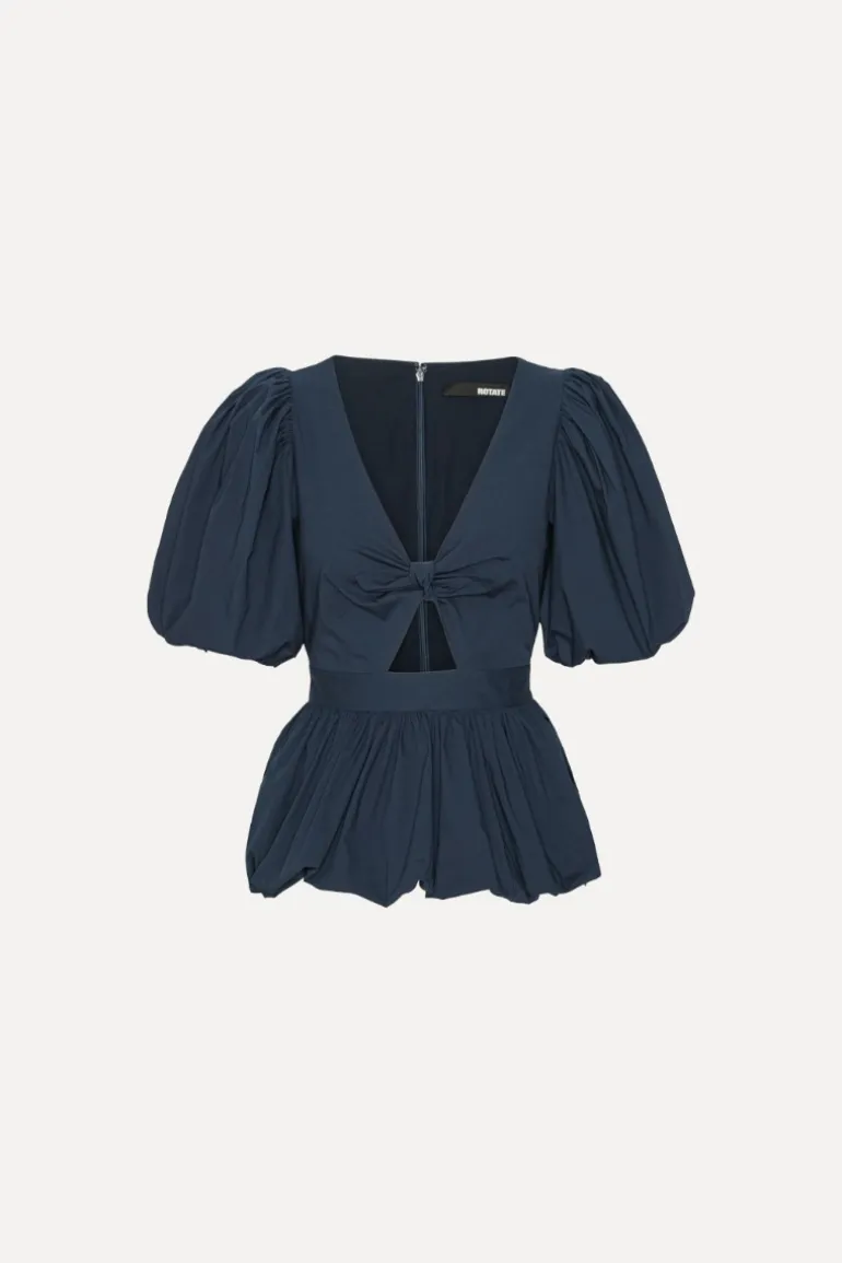 Puff Sleeve Bubble Top Dark Blue