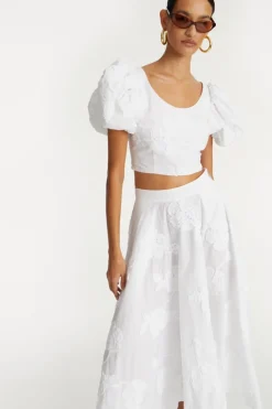 Puff Sleeve Cotton Top Bright White