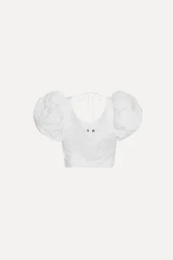 Puff Sleeve Cotton Top Bright White