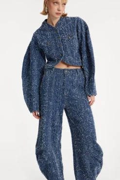 Round Sleeve Denim Jacket Medium Blue