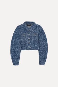 Round Sleeve Denim Jacket Medium Blue