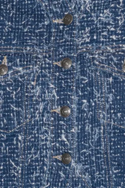 Round Sleeve Denim Jacket Medium Blue