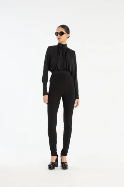 Ruched Ls Top Black