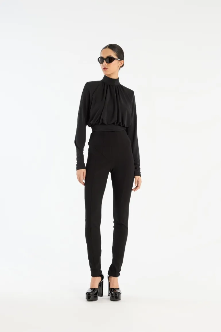 Ruched Ls Top Black