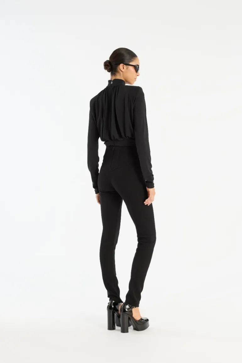 Ruched Ls Top Black