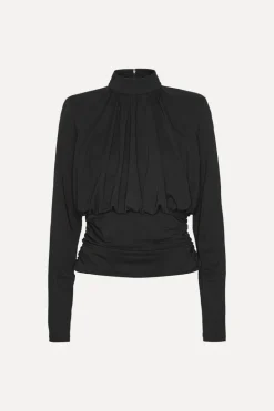 Ruched Ls Top Black