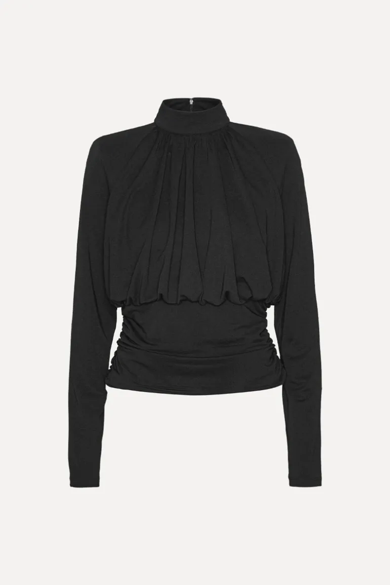 Ruched Ls Top Black